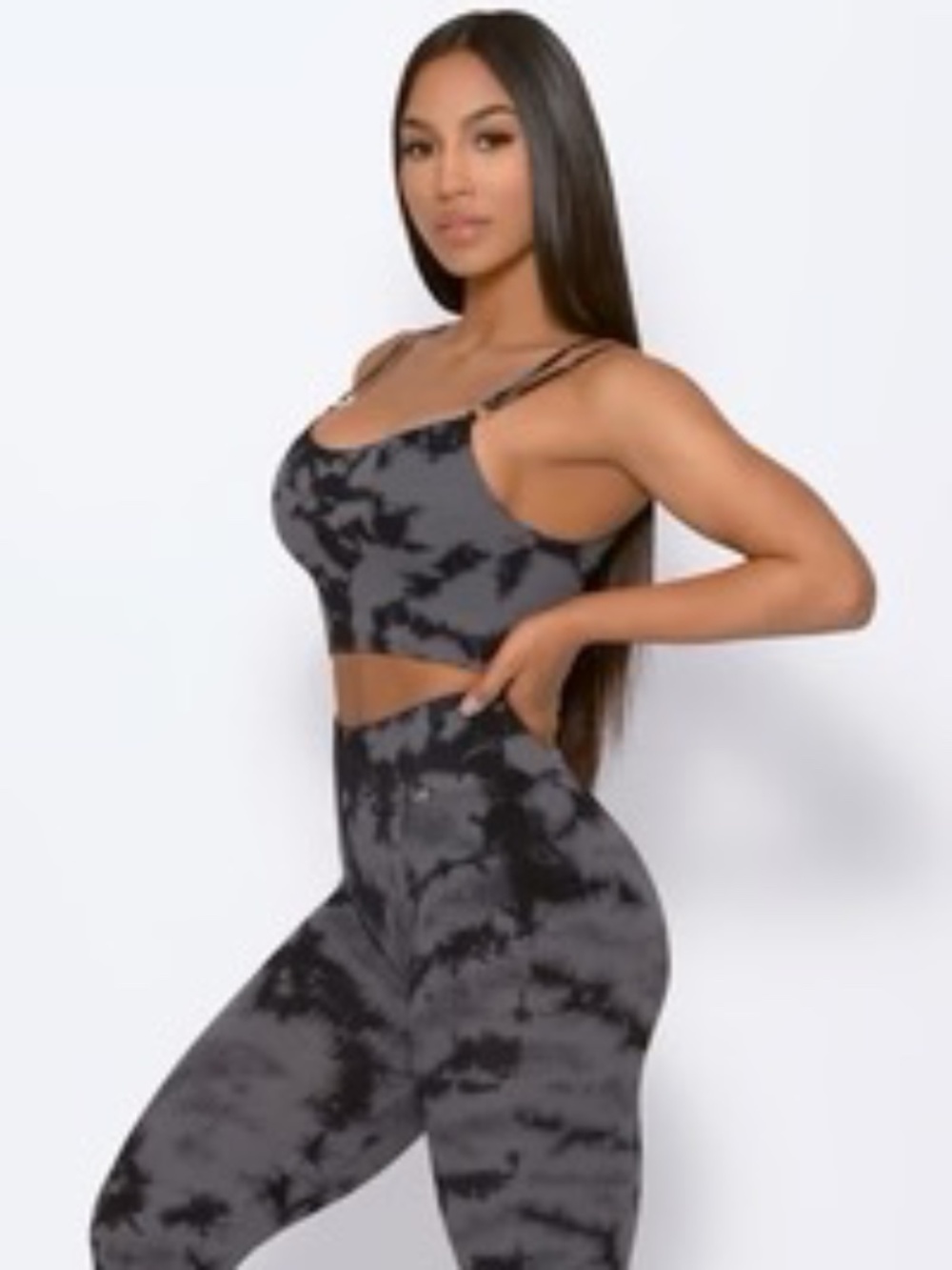 NWOT 2pc Set BOMBSHELL Seamless Bra & Leggings Crystal Charcoal